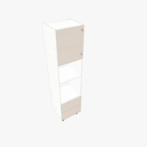 Double drawer, built-in oven, built-in microwave, storage, rear ventilation