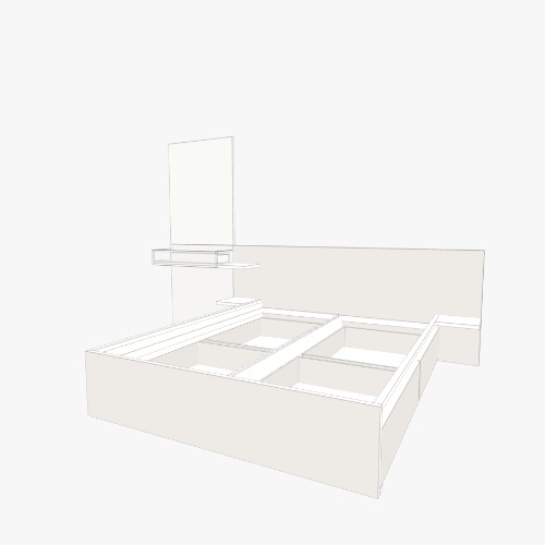 Кровать с местом хранения и туалетным столиком Бесплатные 3D-проекты мебели и чертежи от сообщества Flatma