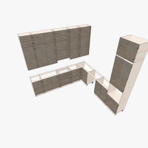 Кухня 2800 на 2800 Бесплатные 3D-проекты мебели и чертежи от сообщества Flatma