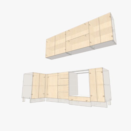 Кухня №5 Бесплатные 3D-проекты мебели и чертежи от сообщества Flatma